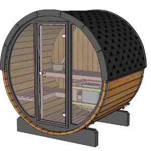 Pool Sauna med glasfront i thermowood (160 cm)