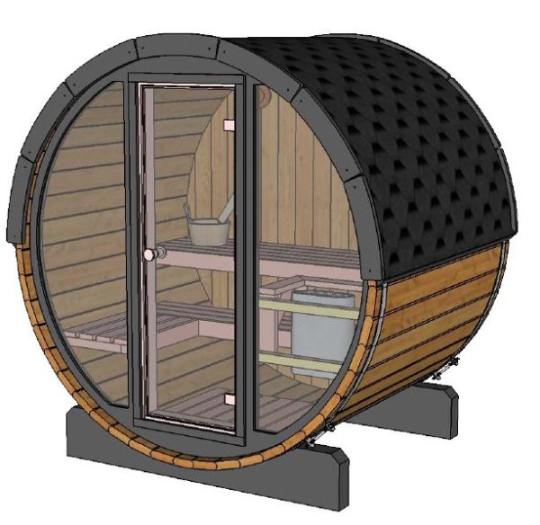 Pool Sauna med glasfront i thermowood (160 cm)